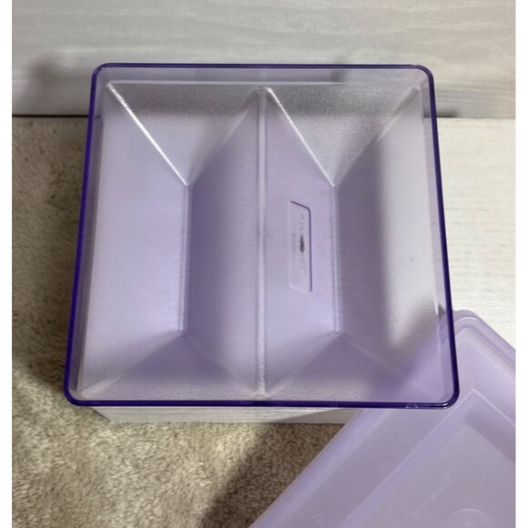 Vintage TUPPERWARE Get Togethers #1386 Divided Square BLUE Container with Lid - Picture 4 of 11